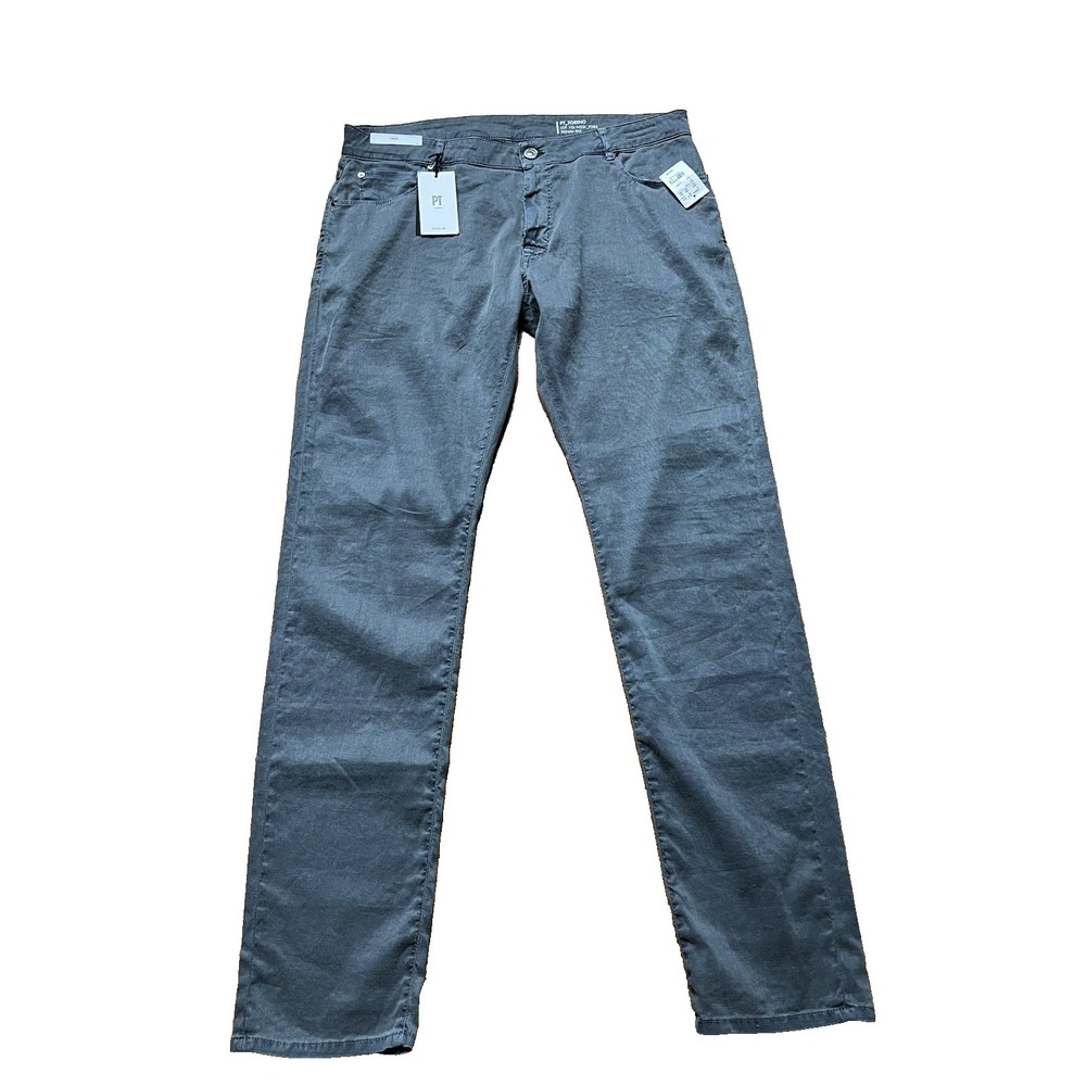 PT Torino Jazz 5 Pocket Linen Cotton Blend Pants in Gray, Size 38 NWT
